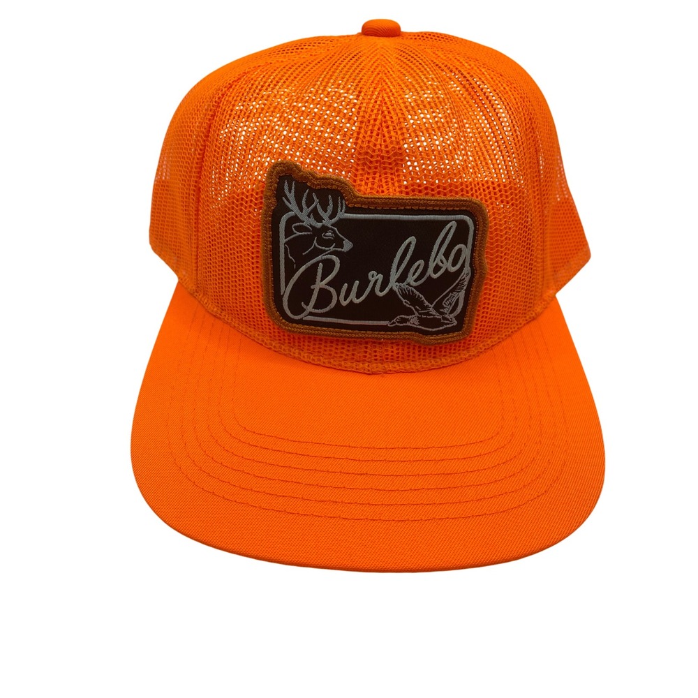 Burlebo Orange Mesh Trucker Hat Deer Duck Patch Adjustable Snapback‎ Men Hunting